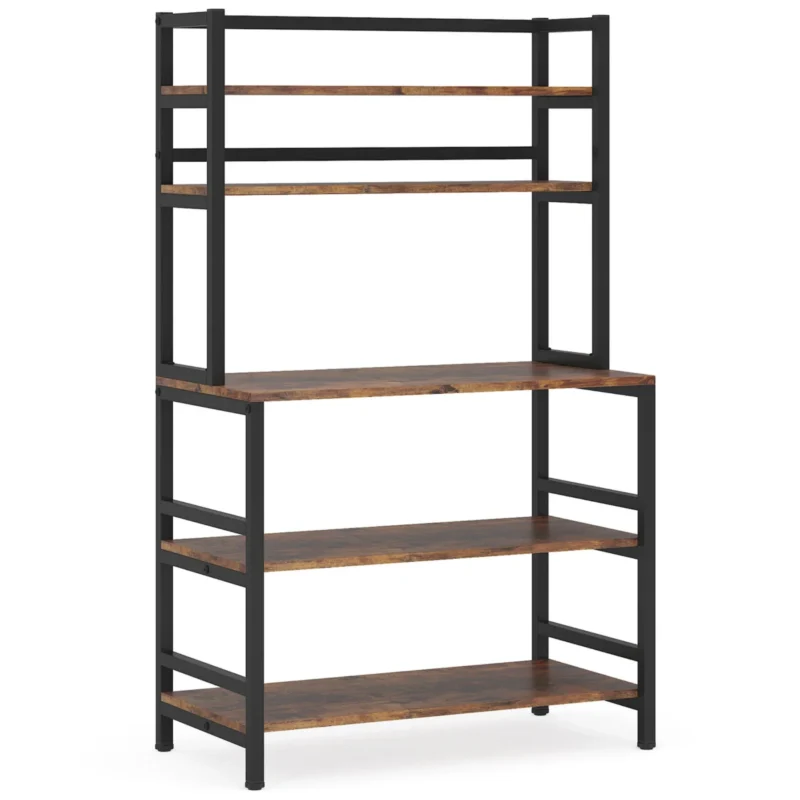 Industrial kitchen baker’s rack with 5-tier open shelves