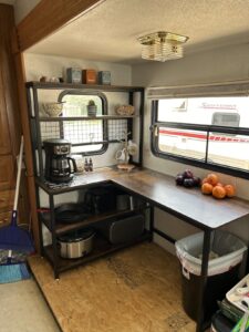 Reversible L-Shaped Computer Desk with Hutch and Open Shelves