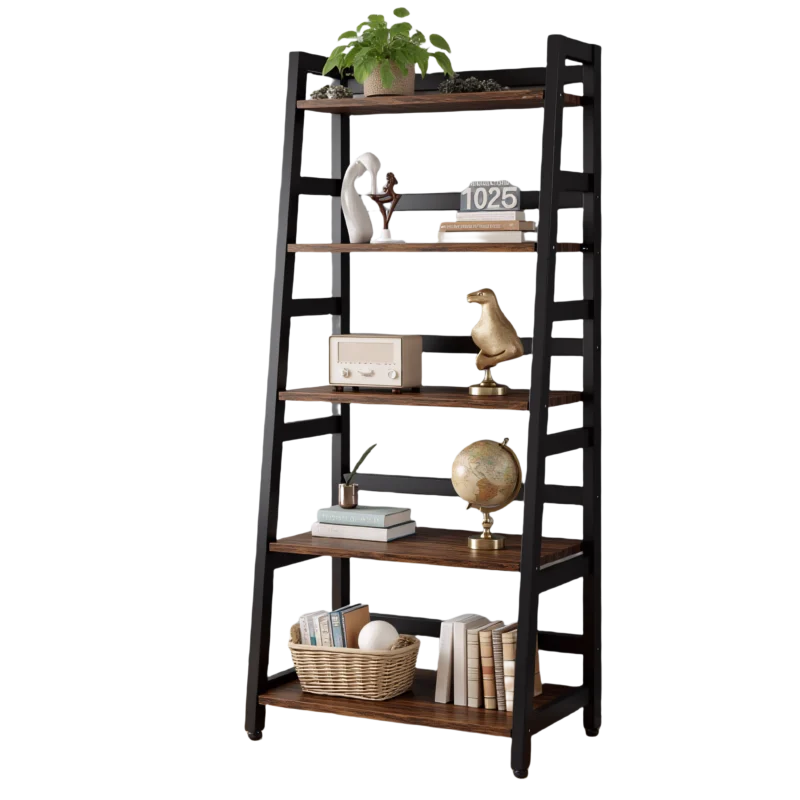 Mossmuse Industrial 5-Tier Ladder Bookshelf