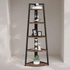 5-Tier Rustic Wood Corner Shelf